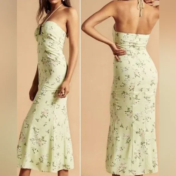 Abercrombie & Fitch Green Floral Halter Dress NWT - Picture 5 of 8